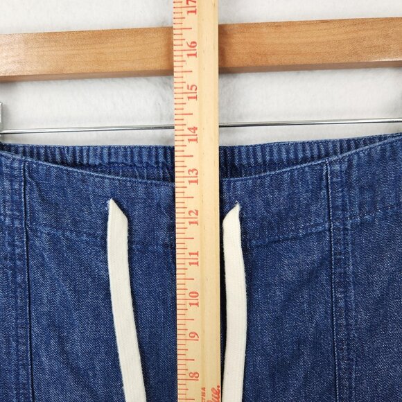 J Crew Pants Womens XL Blue Tie Waist Denim Camp Pant High Rise Drawstring Jean - Picture 5 of 12